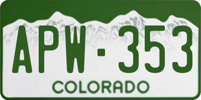 CO license plate APW353