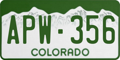 CO license plate APW356