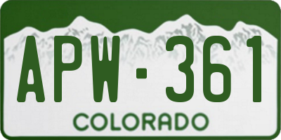 CO license plate APW361