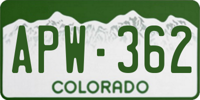 CO license plate APW362