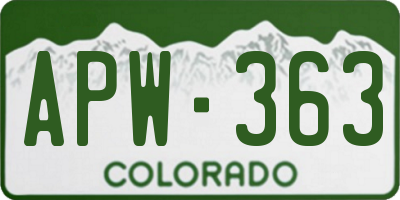 CO license plate APW363