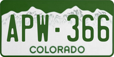 CO license plate APW366