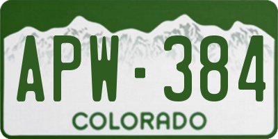 CO license plate APW384