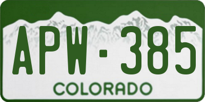 CO license plate APW385