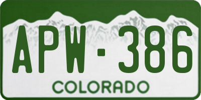 CO license plate APW386