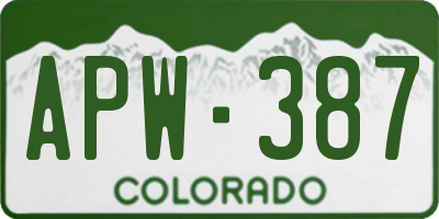 CO license plate APW387