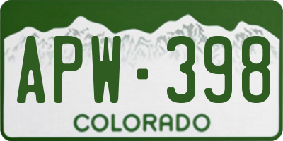 CO license plate APW398