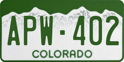 CO license plate APW402