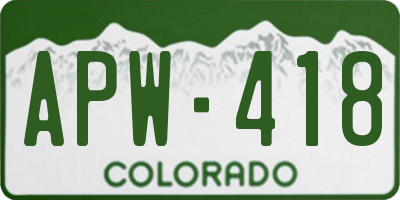 CO license plate APW418