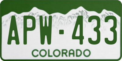 CO license plate APW433