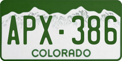 CO license plate APX386