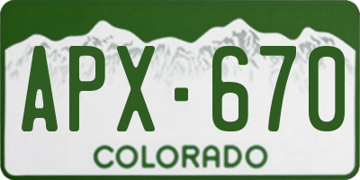 CO license plate APX670