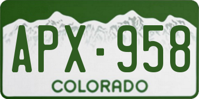 CO license plate APX958
