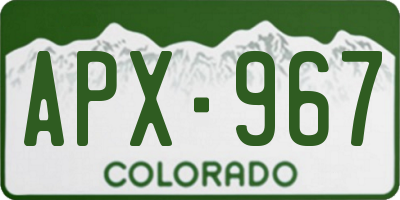 CO license plate APX967