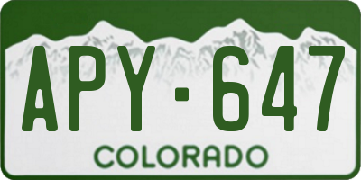 CO license plate APY647