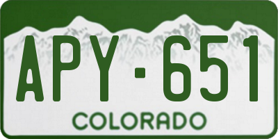 CO license plate APY651
