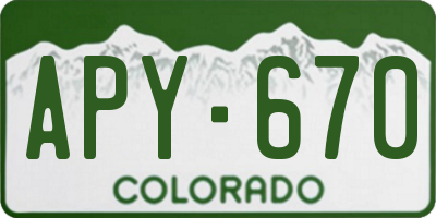 CO license plate APY670