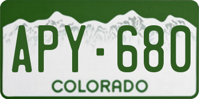CO license plate APY680