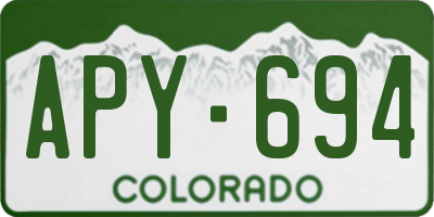 CO license plate APY694