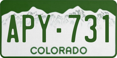 CO license plate APY731