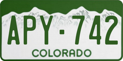 CO license plate APY742