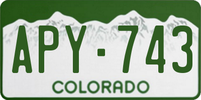 CO license plate APY743