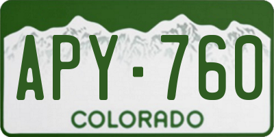 CO license plate APY760