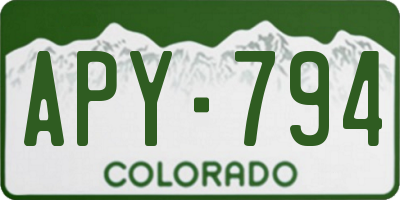 CO license plate APY794