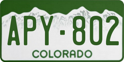 CO license plate APY802
