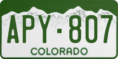 CO license plate APY807