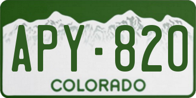 CO license plate APY820