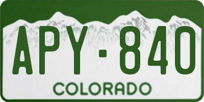 CO license plate APY840