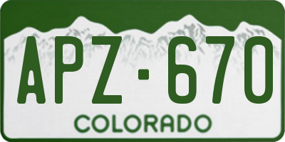 CO license plate APZ670