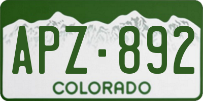 CO license plate APZ892