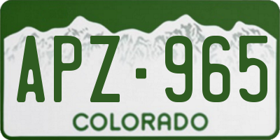 CO license plate APZ965