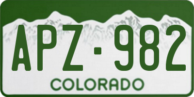 CO license plate APZ982