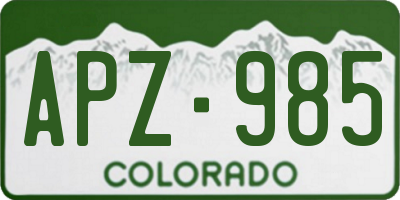 CO license plate APZ985