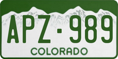 CO license plate APZ989