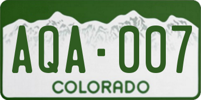 CO license plate AQA007