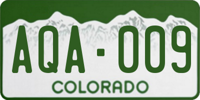 CO license plate AQA009