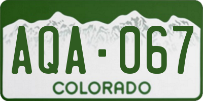 CO license plate AQA067
