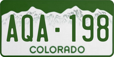 CO license plate AQA198