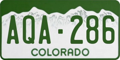 CO license plate AQA286