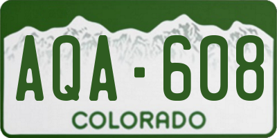 CO license plate AQA608