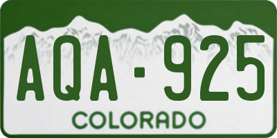 CO license plate AQA925