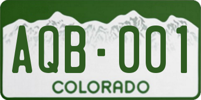 CO license plate AQB001