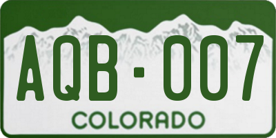 CO license plate AQB007