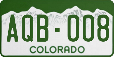 CO license plate AQB008