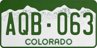 CO license plate AQB063