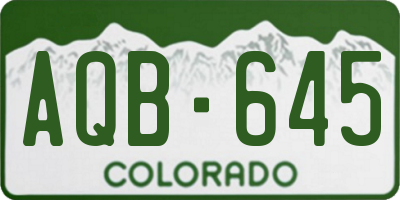 CO license plate AQB645